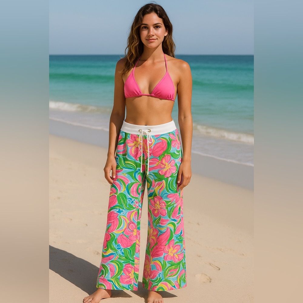 Lilly Pulitzer “So A Peeling” Beach Pant XS | Vibrant Floral Lounge Pants Linen